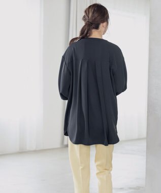 Tiaclasse L 【洗える】とろみシャツチュニック ネイビー