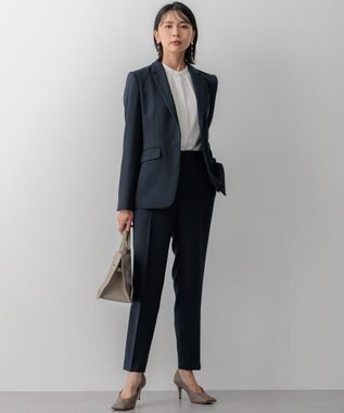 23区 【洗える】ウールライクカルゼ テーパードパンツ ネイビー系