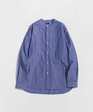 LENO BAND COLLAR SHIRTS 《UNISEX》 バンドカラーシャツ BLUE STRIPE