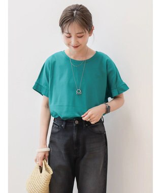 AMERICAN HOLIC 接触冷感袖タックカットプルオーバー Green