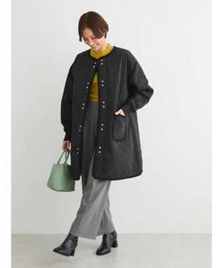 Green Parks キルティングミドル丈コート Black