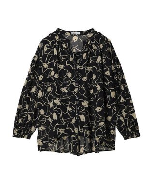 CRAFT STANDARD BOUTIQUE インド綿アソート柄シャツチュニック Black