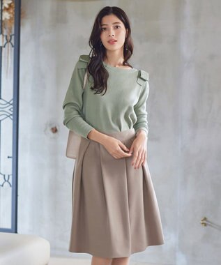 Tiaclasse 【洗える】ショルダーリボンニットトップス ミント