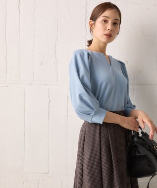 組曲 タックスリーブカルゼ カットソー サックスブルー系