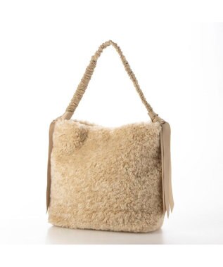 UNBILLION カシュカシュ cachecache / 下がりグログランボアトートバッグ ベージュ