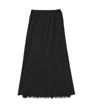 Green Parks 裾レースサテンナロースカート Black
