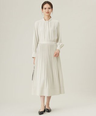 自由区 S 【セットアップ対応・洗える】ライトサテンプリーツ スカート ベージュ