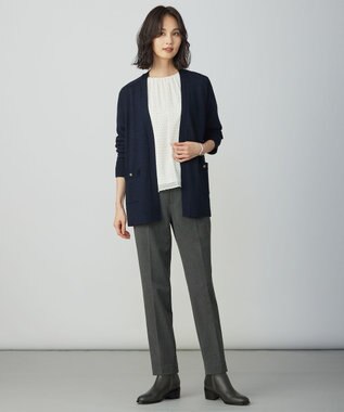 J.PRESS LADIES T/Rアルガンシルク テーパード パンツ ライトグレー系