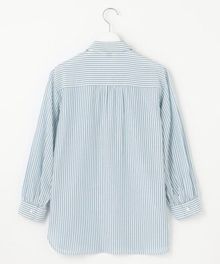 J.PRESS LADIES 【洗える】コットンアセVis ストライプ シャツカラー ブラウス ダルブルー系1