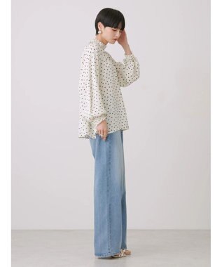 AMERICAN HOLIC ギャザーラグランサテンブラウス Dot