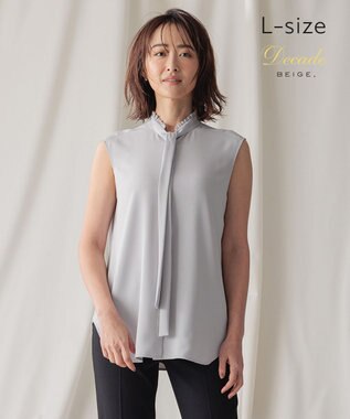 BEIGE， 【洗える・L-size】EVA / ボウタイブラウス Ice Blue