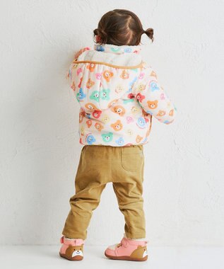 MIKI HOUSE HOT BISCUITS 【80-120cm】 カラフルビーンズ 裏ボアフリース リバーシブル総柄ジャンパー マルチカラー