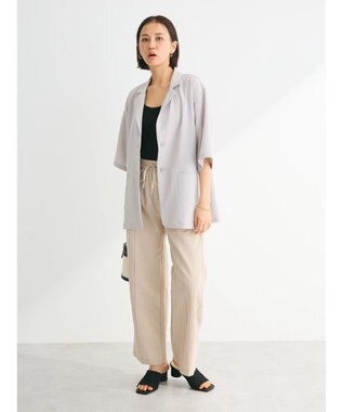 Green Parks 綿麻混イージーワイドパンツ Light Beige