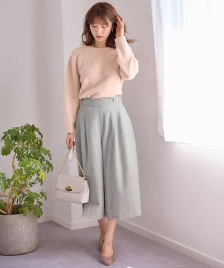 ANY SIS ホームスパンワイドクロップド パンツ ライトグレー