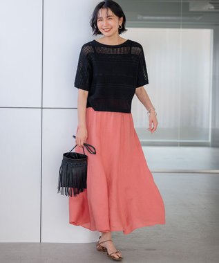 23区 S 【洗える】レーシーパターン ニット ブラック系