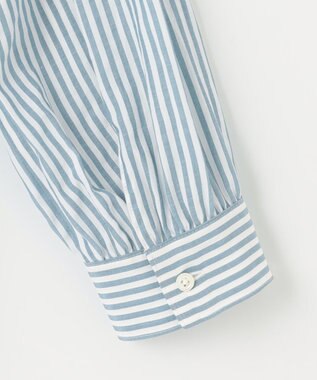 J.PRESS LADIES 【洗える】コットンアセVis ストライプ シャツカラー ブラウス ダルブルー系1