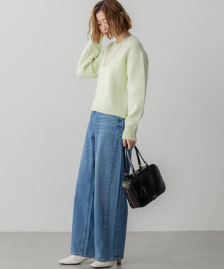 23区 S 【洗える】ウールカシミヤ パフスリーブ ニット スモーキーグリーン系