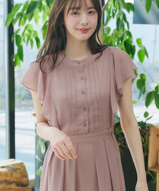 Tiaclasse L 【新色追加】フレアスリーブワンピース ピンク