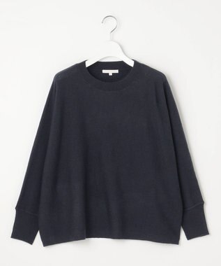 自由区 【洗える】ソフトウールハイゲージボートネック ニット ネイビー