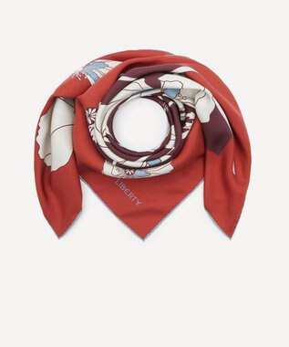 LIBERTY. フラジャイル ブルームズ 90x90 シルク スカーフ オレンジ