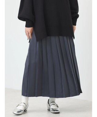 earth music&ecology サテンプリーツスカート Charcoal Gray