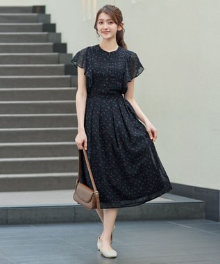 Tiaclasse L 【新色追加】フレアスリーブワンピース ブラック