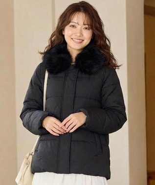 Feroux ファーカラー付き・ダウン見え中綿 ジャケット