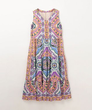 GRACE CONTINENTAL パネルプリントティアードワンピース オレンジ