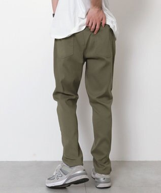 WEGO 【接触冷感/吸水速乾/ストレッチ/ウエスト紐/らくらくのびる/MLサイズ展開】カルゼレギンスアンクルパンツ カーキ