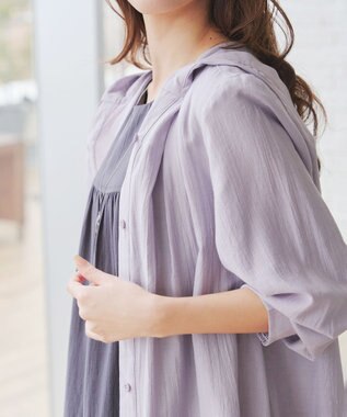 Tiaclasse L 【洗える】フード付きフレアチュニック ラベンダー