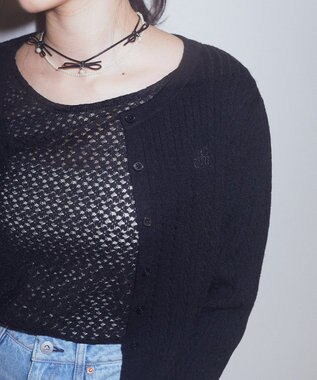 earth music&ecology ミニケーブルコンパクトカーディガン Black