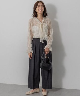 組曲 【前後着用可】チュールフリル ブラウス アイボリー系