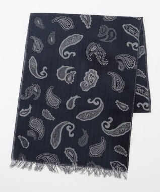 JOSEPH ABBOUD 【イタリア製】ペイズリージャガード ストール ブラック系7