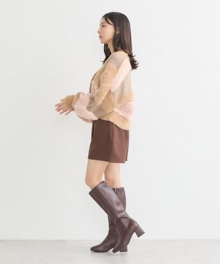 earth music&ecology フェザーミックスインターシャカーディガン Brown