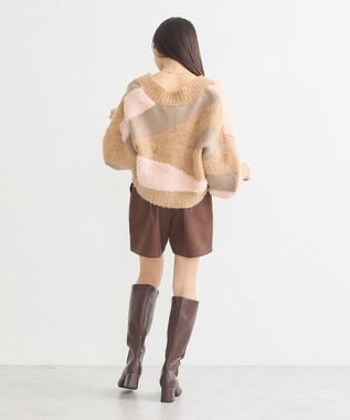 earth music&ecology フェザーミックスインターシャカーディガン Brown