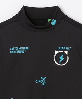 PW CIRCULUS 【裏起毛であたたか】【WOMEN】CATモチーフ  裏起毛ロングスリーブモックネックT   ゴルフウェア レディース ブラック系