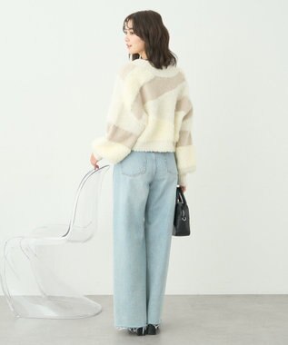 earth music&ecology フェザーミックスインターシャカーディガン Ivory