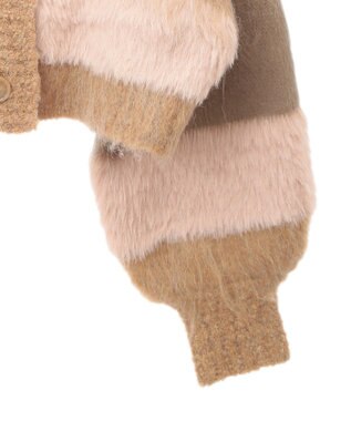 earth music&ecology フェザーミックスインターシャカーディガン Brown