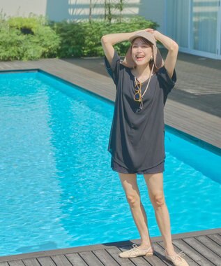 OP／FILA 【Ocean Pacific】水陸両用シアーオーバーサイズTシャツ ブラック