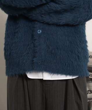 WEGO 【ユニセックス着用ITEM】フェザーニットボタンシャツ ブルー