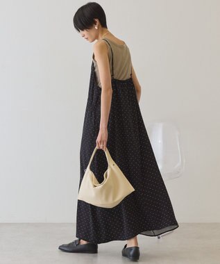 AMERICAN HOLIC サイドシャーリングVネックドットキャミワンピース Black