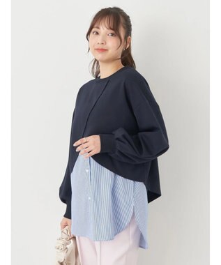 earth music&ecology ＳＥＴ２点カットプルオーバー＋シャツドッキングタンク Navy