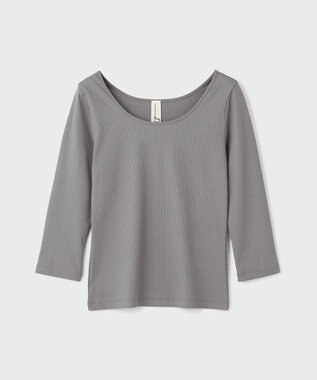GRACE CONTINENTAL テレコボートネックトップ グレー