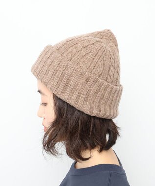 WHITE MAILS 【UNISEX】WOOL PAPER DOUBLE KNIT ケーブルビーニー モカ