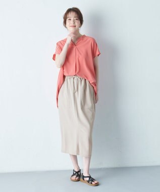 ANY 【接触冷感/UVケア/ウエストゴム/洗濯機可能】イージケアタイトスカート グレージュ