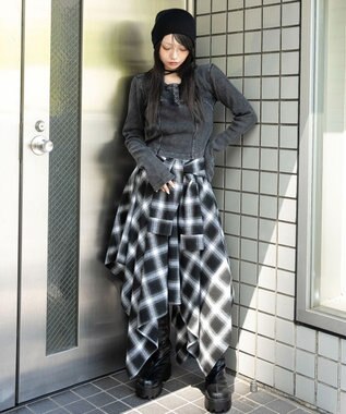 WEGO ヴィンテージウォッシュネックリボントップス スミクロ