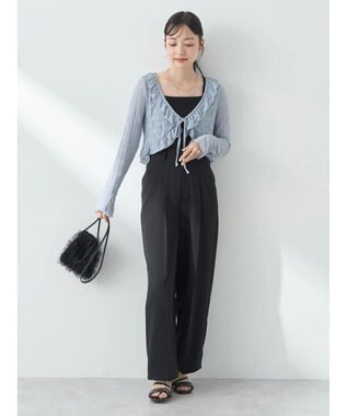 earth music&ecology タックストレートパンツ Black