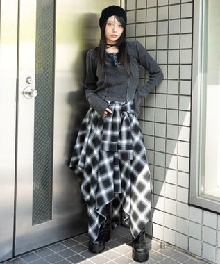 WEGO ヴィンテージウォッシュネックリボントップス スミクロ