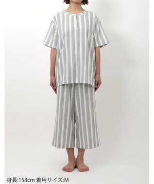 ワコール／睡眠科学 パジャマ 5分袖 半袖 8分丈 綿100%(本体) レディース YDT146 睡眠科学／ワコール ブルー