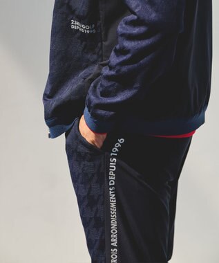 23区GOLF 【MEN】【UVカット】千鳥ジャカードニットブルゾン ネイビー系